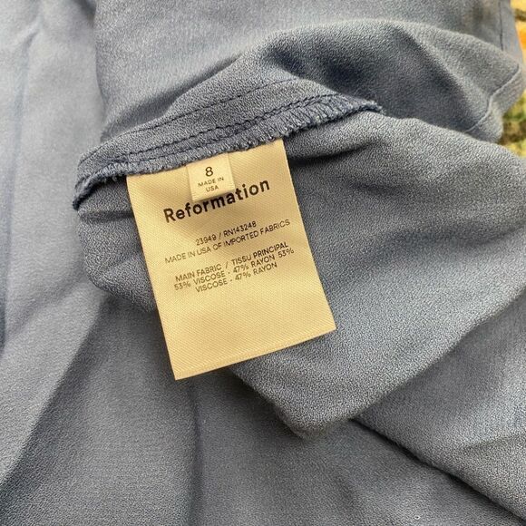Reformation Tory Dress Size 8 Blue Puff Sleeve Prairie - Picture 7 of 9